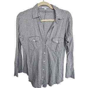 James Perse Womens Striped Top Size 2 Minimalist Capsule Classic Career Corp